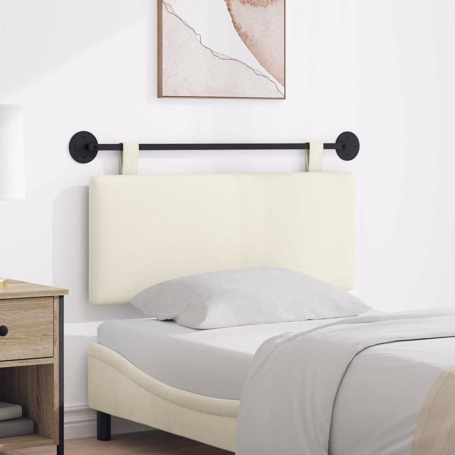 Testiera sospesa vidaXL in tessuto cord beige con design moderno e pannello imbottito
