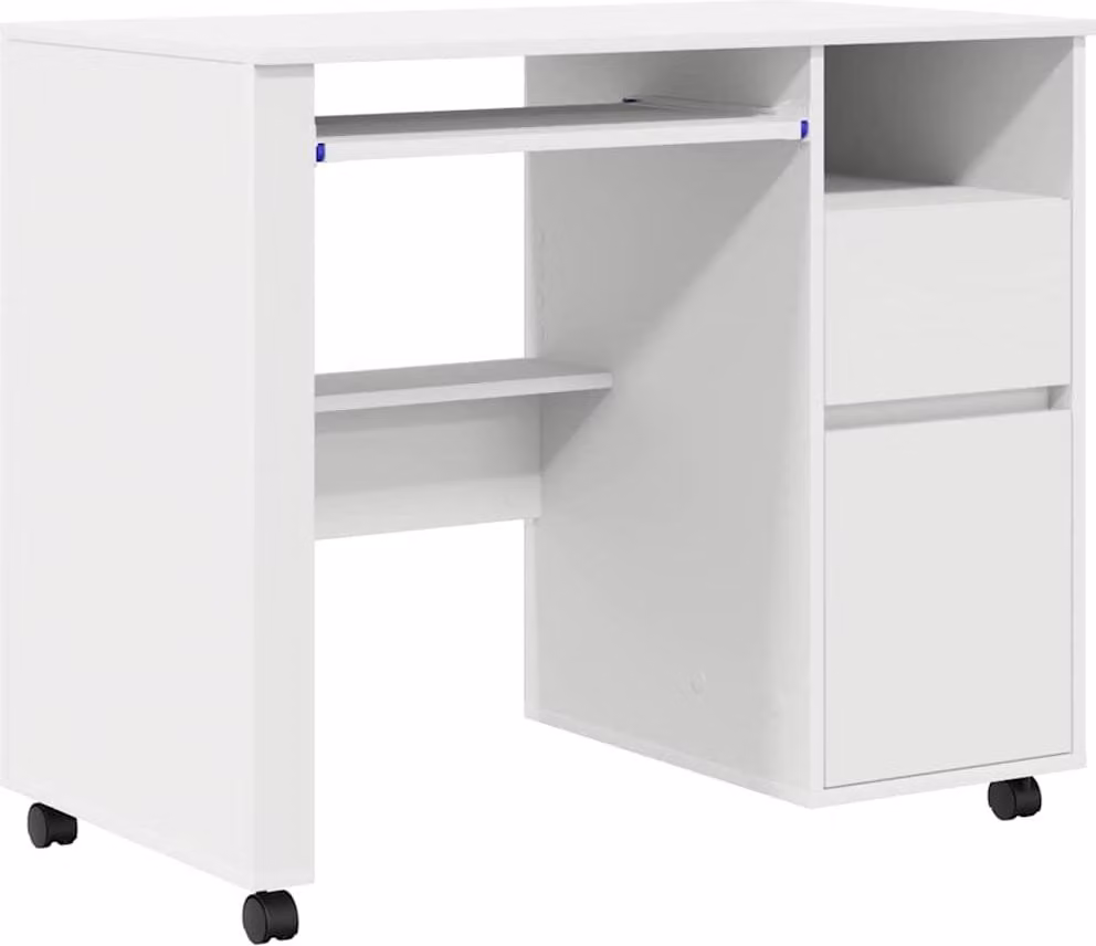 Scrivania con Ruote Bianco 91 x 50 x 77 cm Legno multistrato