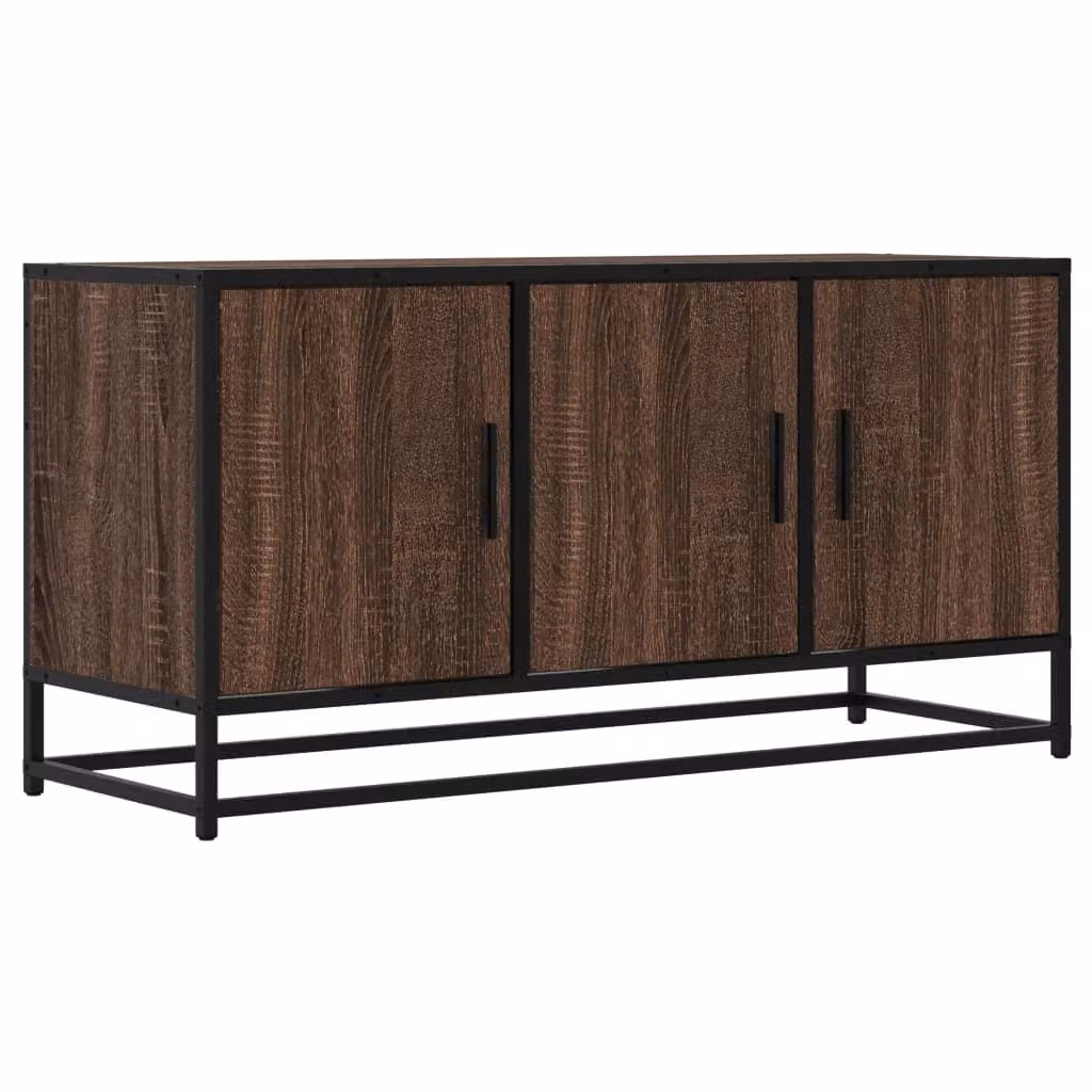 Mobile TV Rovere Marrone 100x35x50 cm Legno Multistrato Metallo