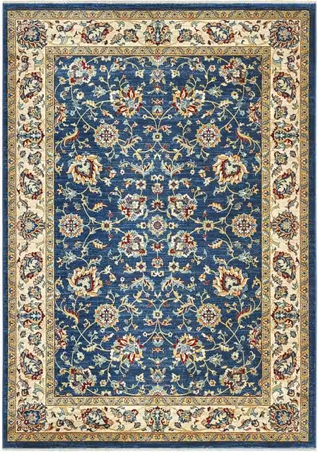 Tappeto KAZAKH 1517 blu e beige cm.240x340 stile orientale persiano alta qualità con effetto lucente
