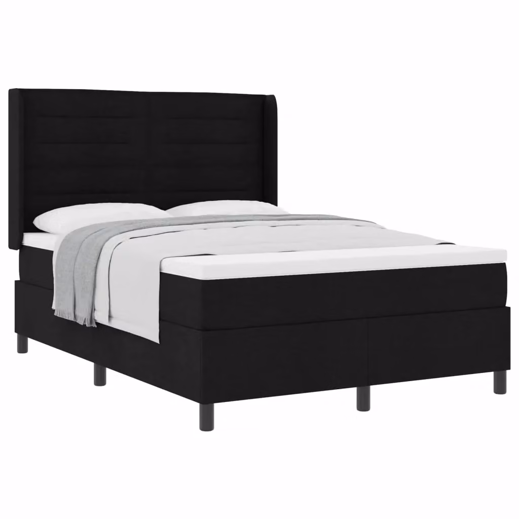vidaXL Letto a molle con materasso in tessuto nero L/P/H: 140 x 190 x 280 cm – 2
