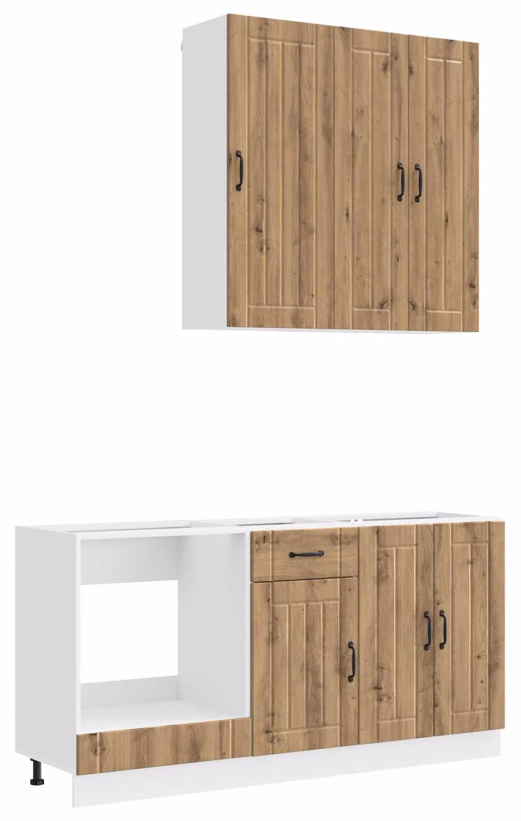 Set da cucina LUCCA, 5 pezzi, realizzato in materiale composito effetto legno "Artisan Rovere"