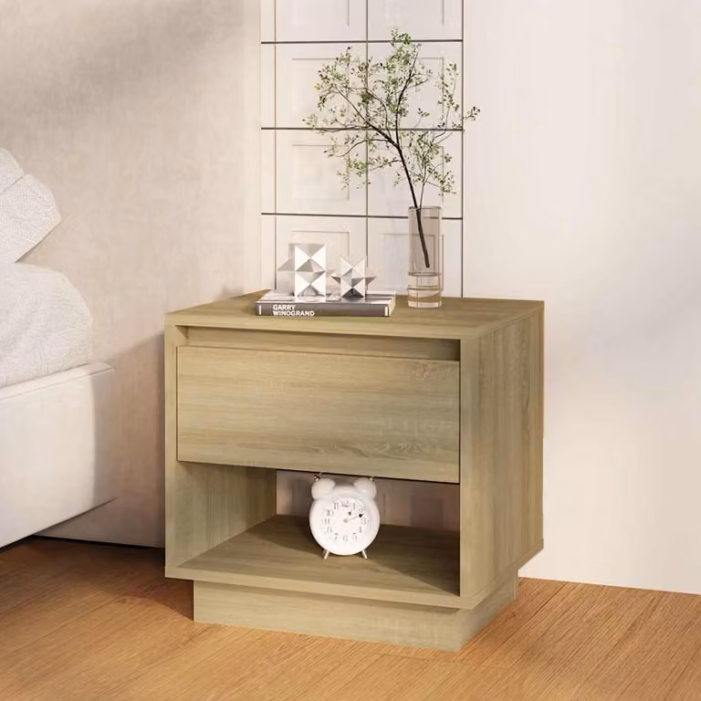 Comodino vidaXL in Rovere Sonoma, Colore Marrone e Beige, L/P/H: 45 x 34 x 44 cm