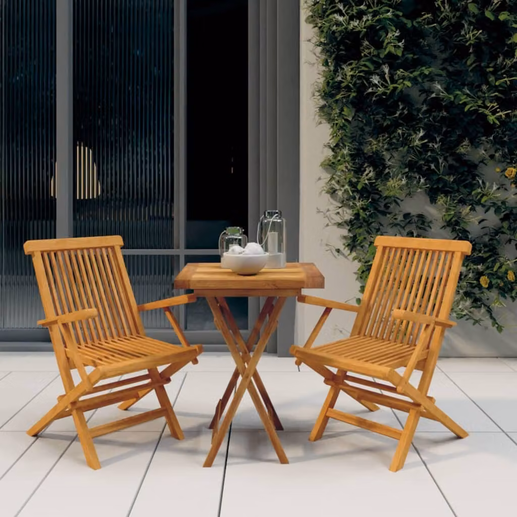 The Living Store Set da pranzo da giardino 3 pz. Set da pranzo da giardino in legno massiccio teak