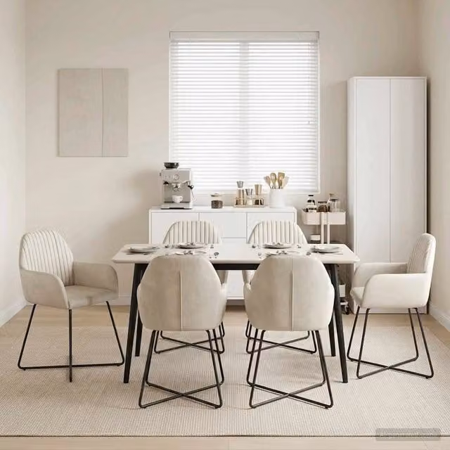 Sedie da pranzo 6 pz Velluto Crema 55 x 50 x 84 cm 3428389