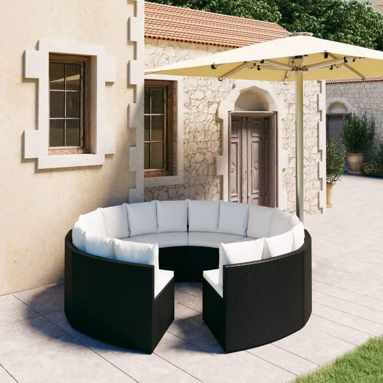 Maison Exclusive - Set da giardino composto da 8 pezzi con cuscini in rattan sintetico nero