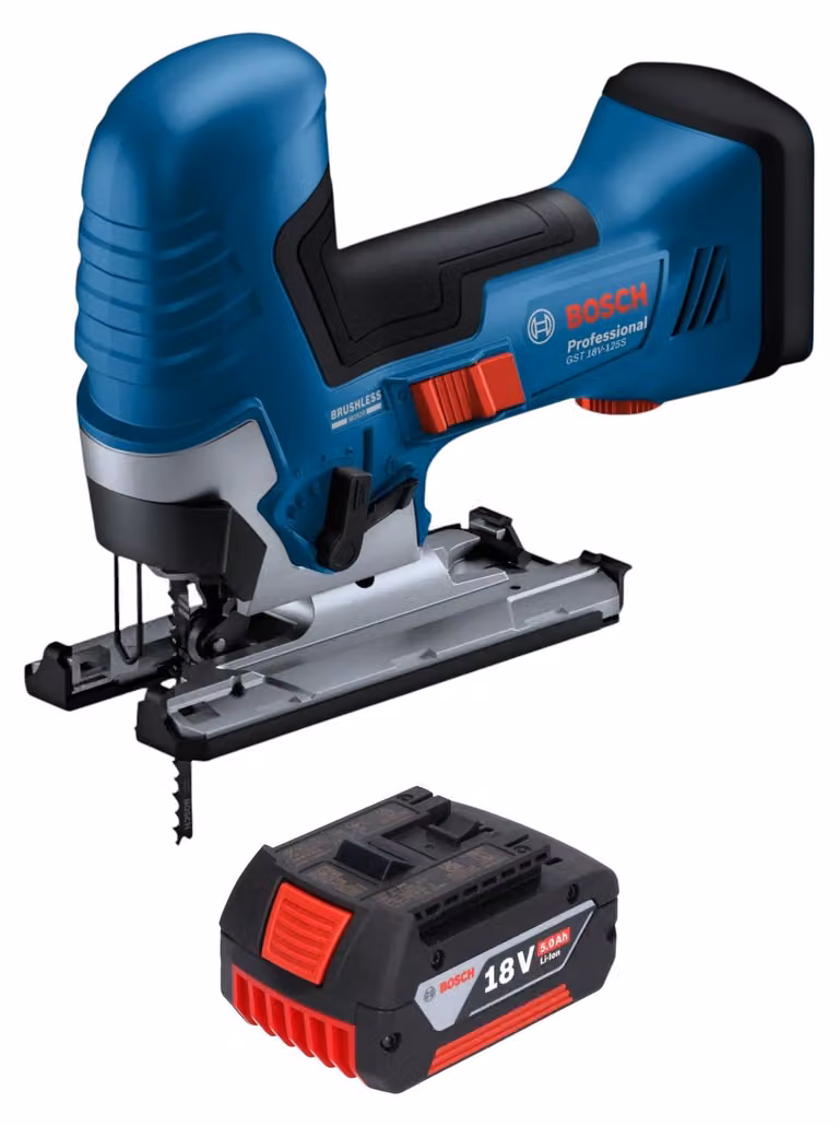 Bosch GST 18V-125 S Seghetto alternativo professionale a batteria 18 V 125 mm senza spazzole + 1x batteria ricaricabile 5,0 Ah - senza caricabatterie