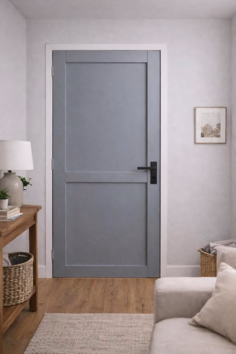 Bloc Porta Athena Grigio Chiaro 2 Pannelli H204 x L83 cm Cornice Tavola P.destra, maniglia GD MENUISERIES