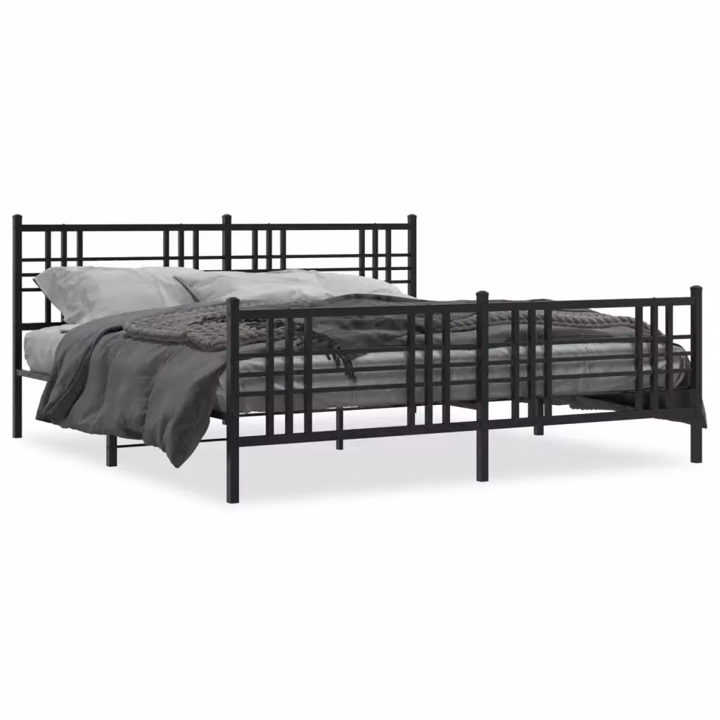 Giroletto vidaXL con testiera e pediera in metallo nero L: 187 cm, P: 219 cm, H: 90 cm – 2