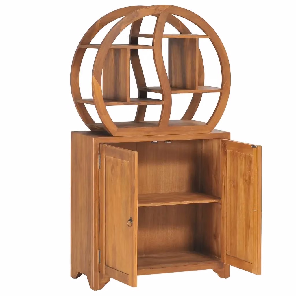 Armadietto con mensola Yin Yang vidaXL in legno di teak marrone L: 70 cm, P: 30 cm, H: 130 cm – 2