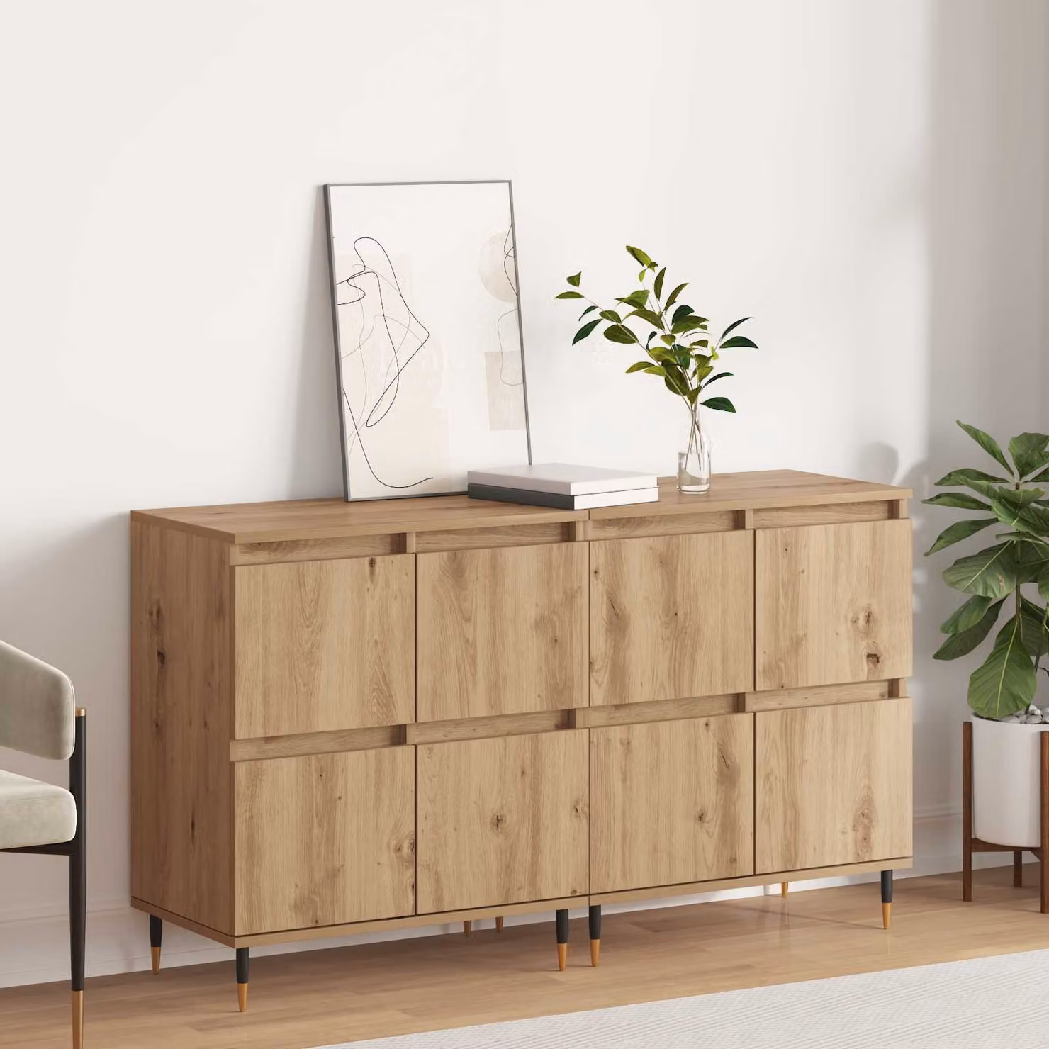 Set di 2 armadi vidaXL in legno rovere marrone con ante a battente L/P/H: 60 x 35 x 70 cm – 1