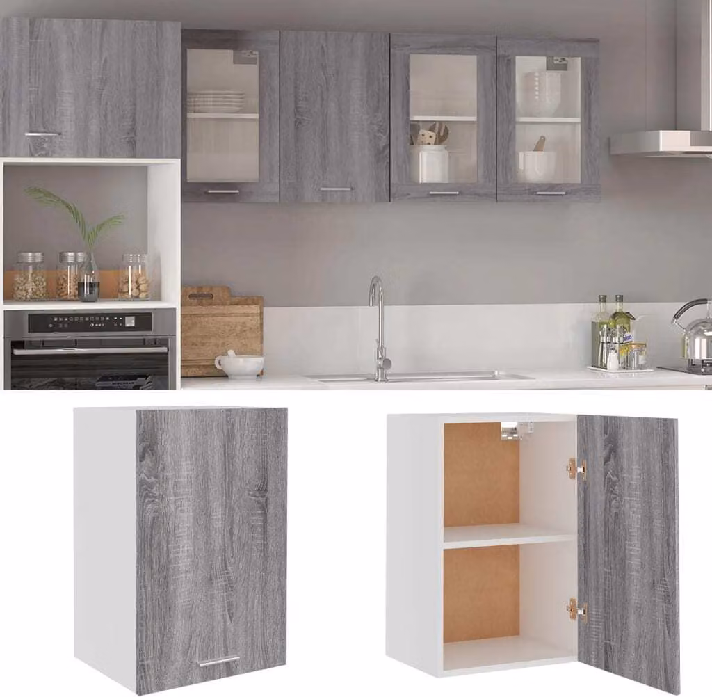 The Living Store Pensile Grey Sonoma 39,5x31x60 cm Materiale a base di legno