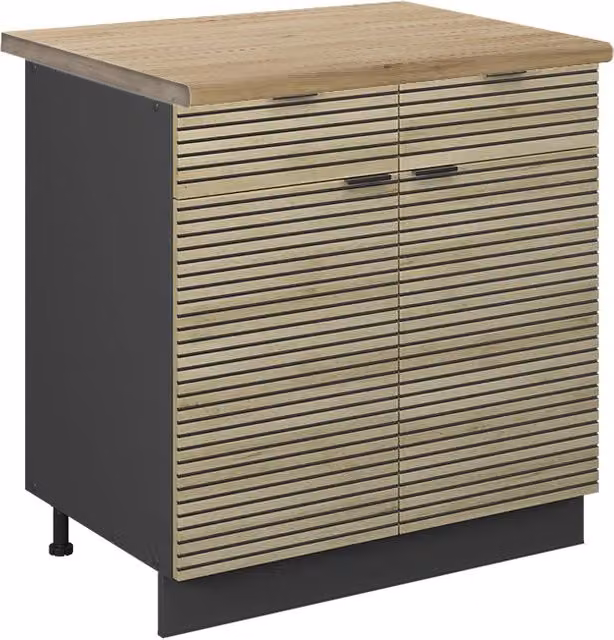 Mobiletto base per cucina Fame-Line Pannello in quercia/Antracite 80 cm, PL Rovere Vicco