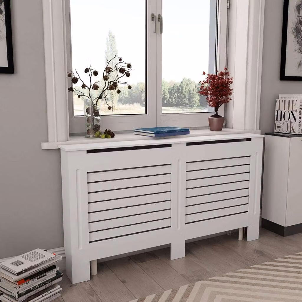 The Living Store Copriradiatore bianco 152×19×81,5 cm MDF