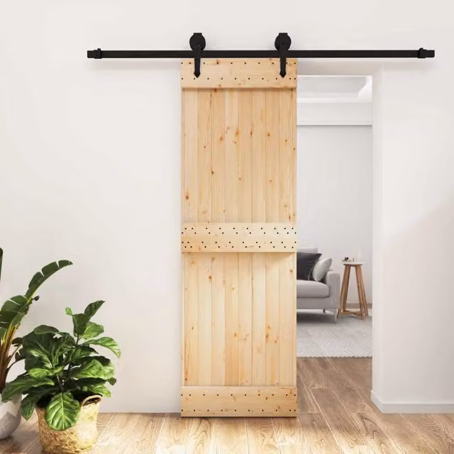 Porta scorrevole moderna vidaXL in legno e acciaio, colore marrone e nero, L: 70 cm, H: 210 cm