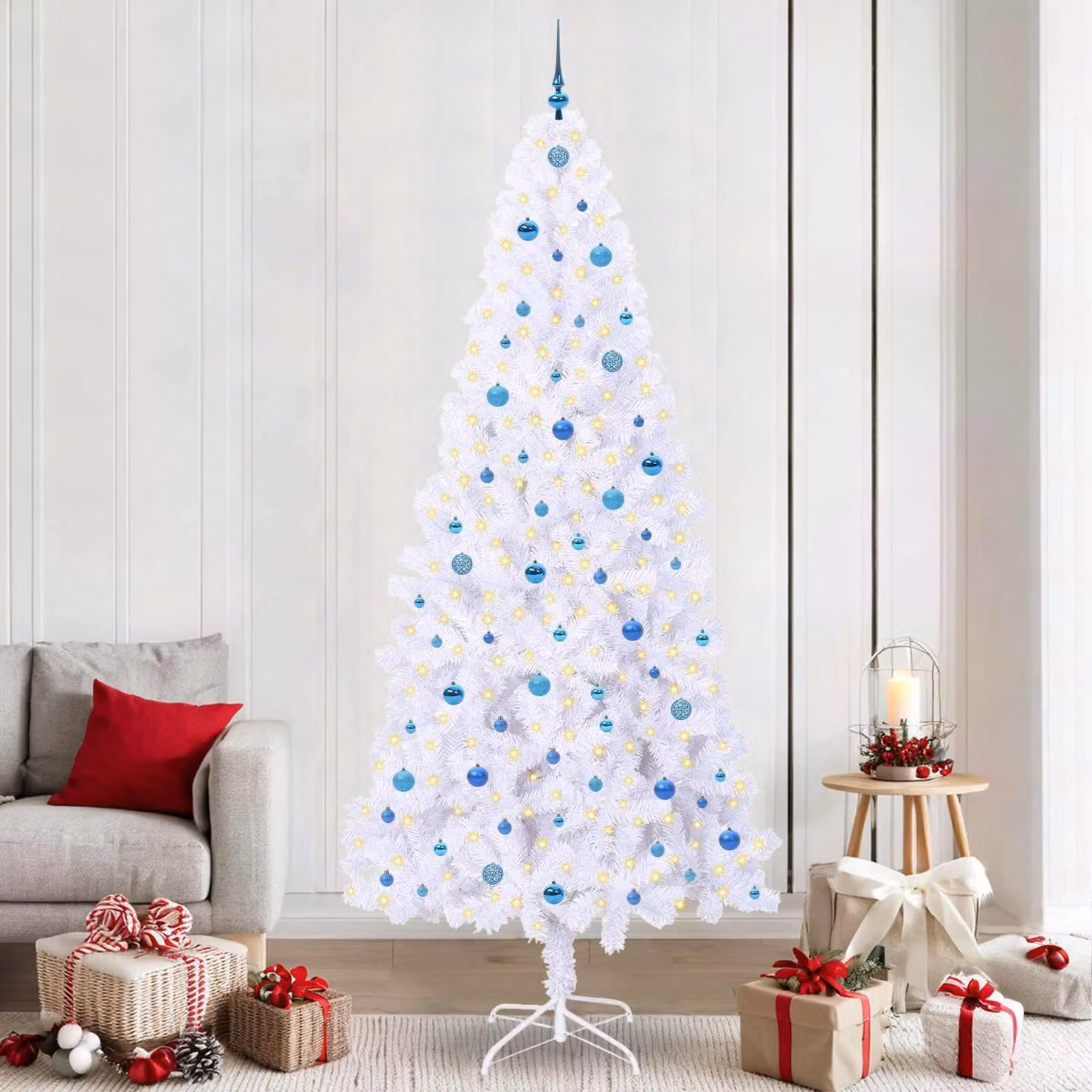 Maison Exclusive - Albero di Natale artificiale bianco, 240 cm, in PVC e acciaio