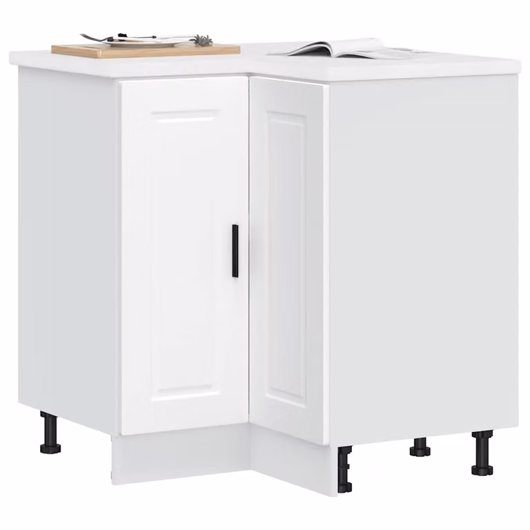 Base ad angolo per cucina vidaXL in legno e MDF bianco opaco L: 75,5 cm, P: 75,5 cm, H: 81,5 cm