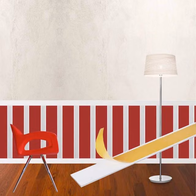 Kit di Boiserie Autoadesiva Polistrutturata Boiseternal Modello Paola Colore Rosso 2mq