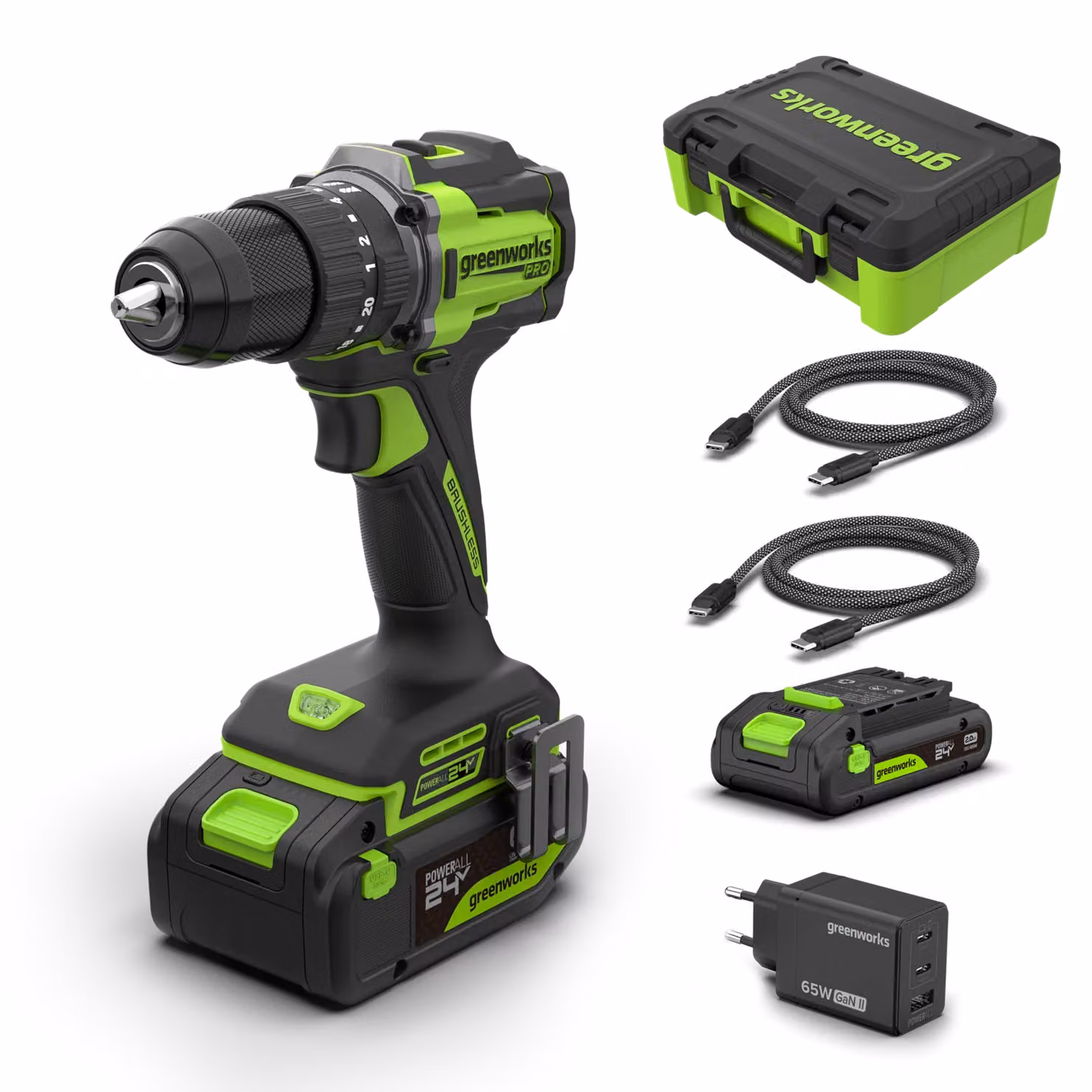 Greenworks POWERALL 24V PRO Trapano a percussione 60Nm - 2 Batterie
