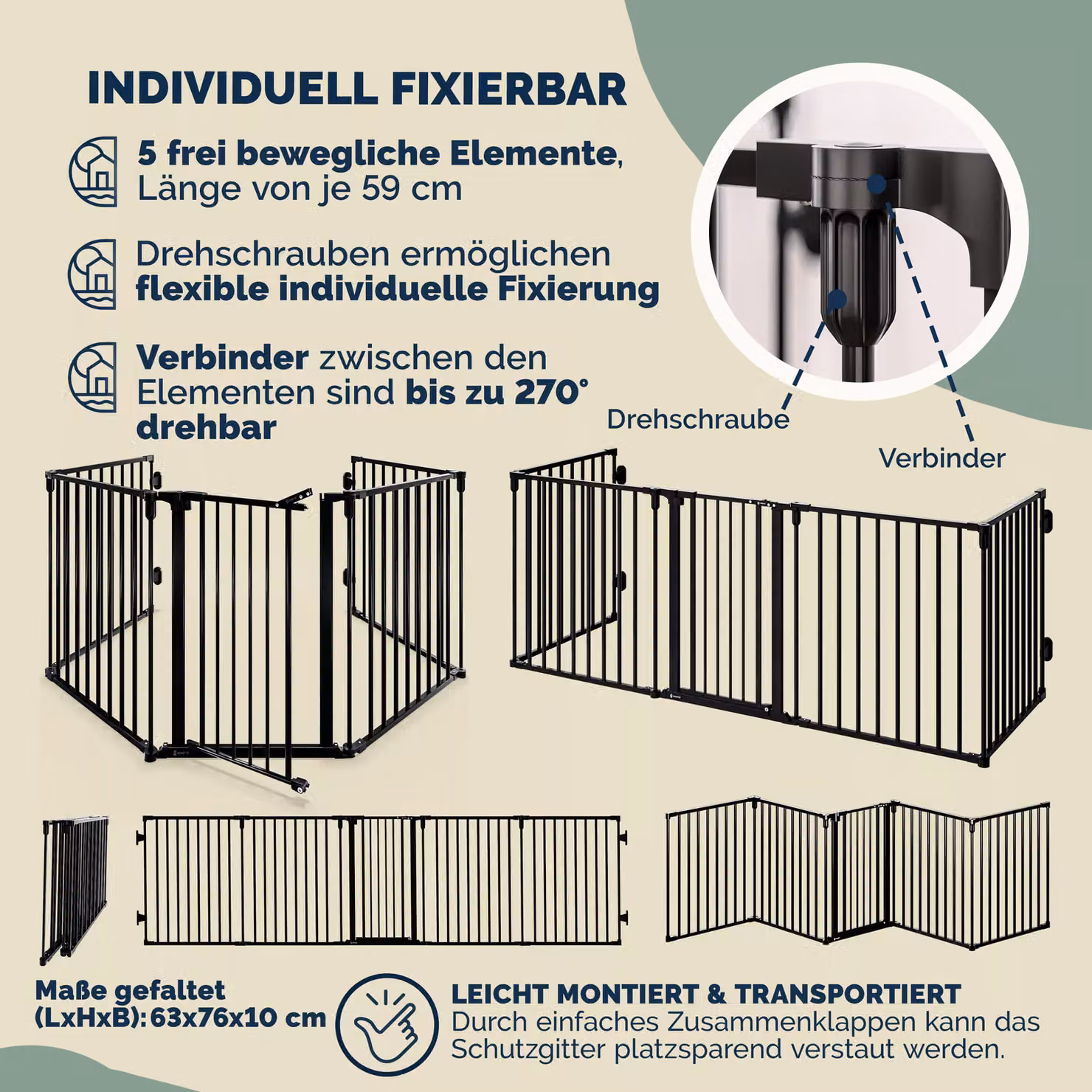 Griglia di sicurezza per caminetto CASARIA in acciaio nero, L: 306 cm, H: 77 cm – 2