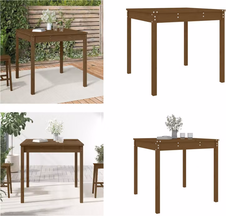 vidaXL Tavolo da giardino marrone miele 82,5x82,5x76 cm in legno di pino massiccio - Tavolo da giardino - Tavoli da giardino - Tavolo da esterno - Tavolo da patio