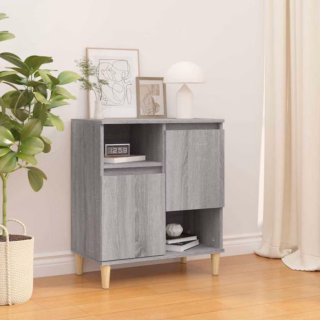 Credenza moderna vidaXL in legno multistrato e MDF, colore grigio, L 60 cm x P 35 cm x H 70 cm
