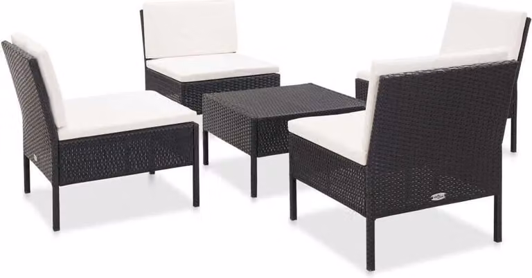 Maison Exclusive - Set da giardino composto da 5 pezzi con cuscini in rattan sintetico nero