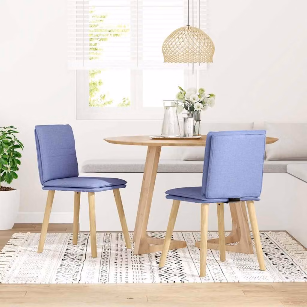 Sedie da Pranzo 2 pz Blu Jeans in Tessuto