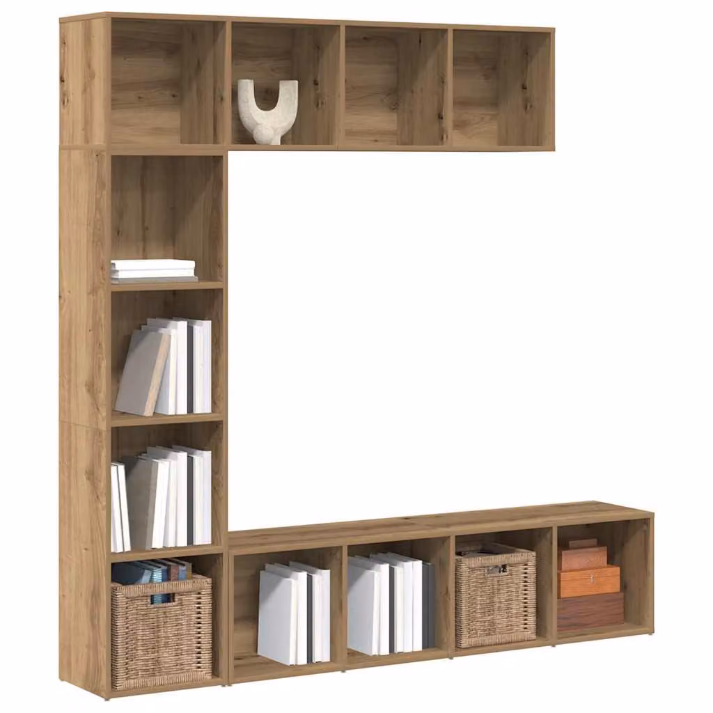 Set di 3 librerie a parete vidaXL in legno multistrato e MDF, colore rovere marrone