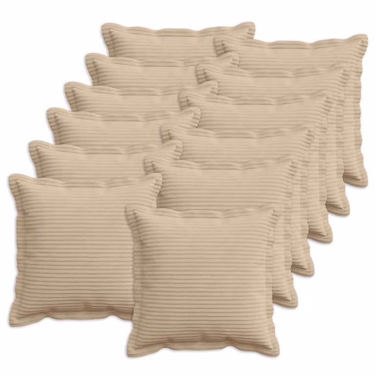 Set di 12 federe vidaXL HOUTEN in velluto a coste, colore tortora, L 40 x P 40 cm