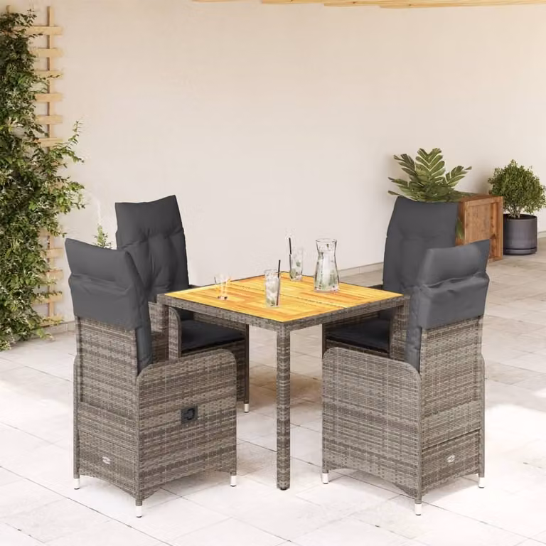 Maison Exclusive - Set da giardino bistrot 5 pezzi con cuscini grigio in polyrattan