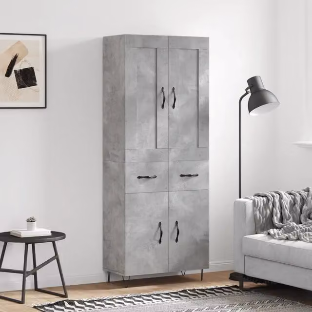 Credenza vidaXL Grigio con finitura opaca in legno e metallo L: 69,5 cm, P: 34,0 cm, H: 180,0 cm – 1