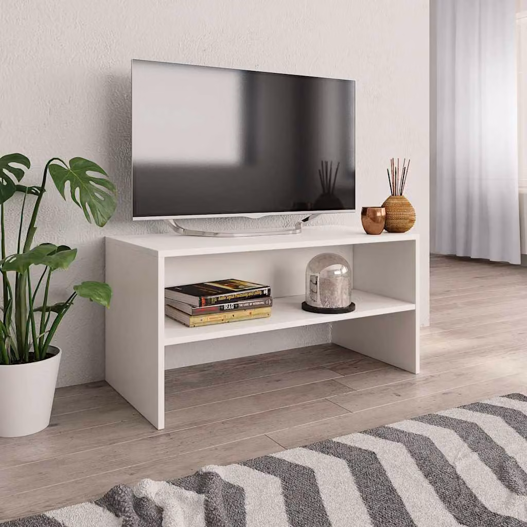 vidaXL Mobile Porta TV Bianco in Legno Multistrato e MDF L: 80 cm, P: 40 cm, H: 40 cm