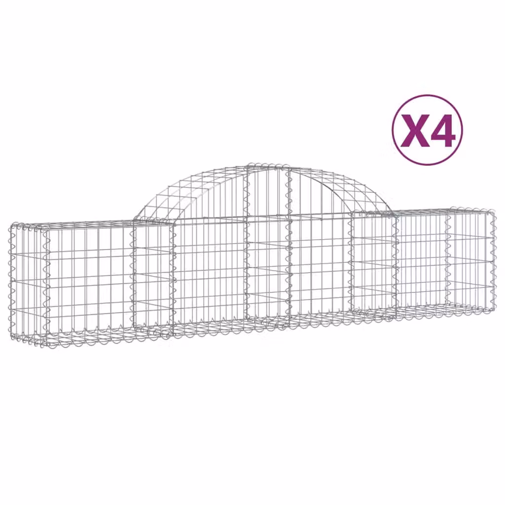 Cesti Gabbioni ad Arco 4 pz 200x30x40/60 cm Ferro Zincato