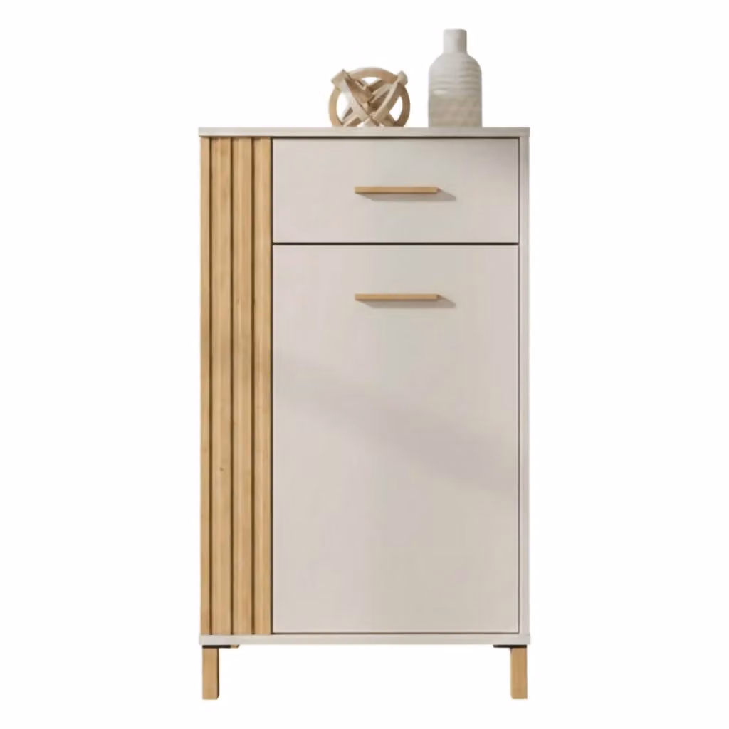 DMORA Mobile da Ingresso Carducci con Cassetto e Ante, Bianco Crema, L: 59.5 cm, P: 40 cm, H: 103 cm – 2