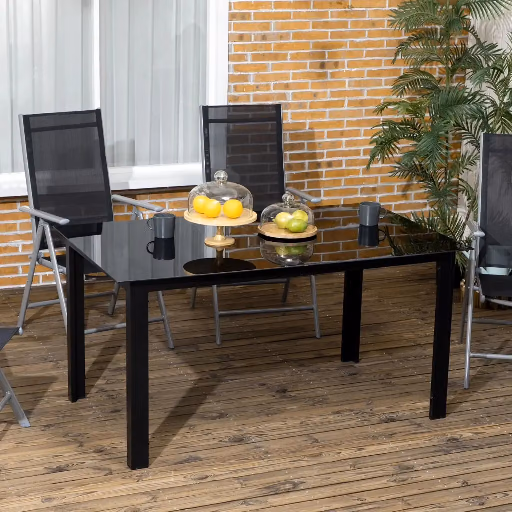 Tavolo da giardino rettangolare estensibile Giordanoshop in alluminio nero opaco con piano in vetro – 2