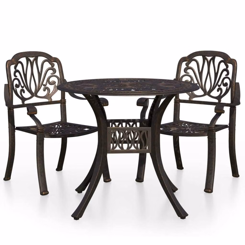 Set da Bistrot 3 pz in Alluminio Pressofuso Bronzo