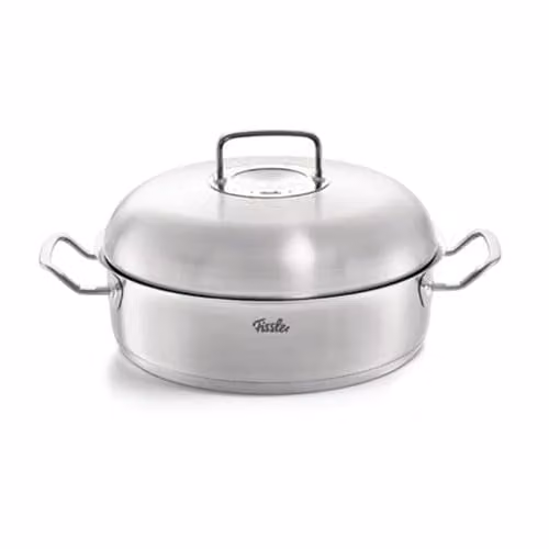 Fissler Original,Profi Collection Rostiera in acciaion inox 4.8 L, 28 cm, pentola rotonda per brasati, con coperchio in metallo, per cottura a induzione