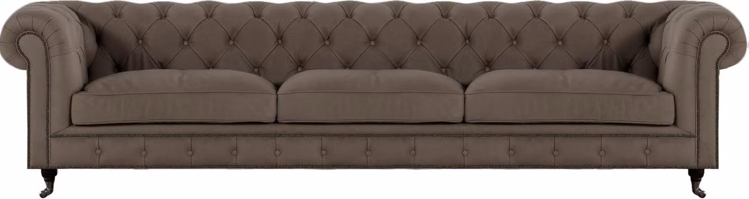 Dreisitzer Sofa Couch Polstermöbel Grau Textil Polstermöbel Chesterfield