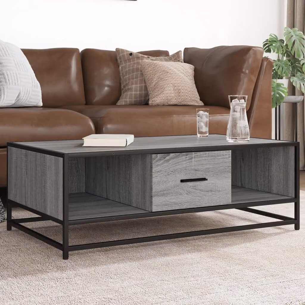 Maison Exclusive - Tavolino grigio Sonoma 100x57x35 cm Materiale ligneo e metallo