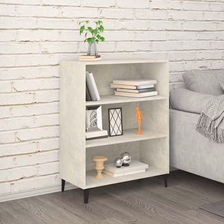 Credenza vidaXL in legno multistrato e MDF, Grigio e Bianco, L: 69,5 cm, P: 32,5 cm, H: 90 cm