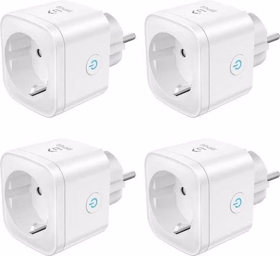 Set di prese intelligenti con misuratore di consumo energetico - Comando vocale - Timer - Compatibile con Alexa e Google Assistant - Confezione da 4