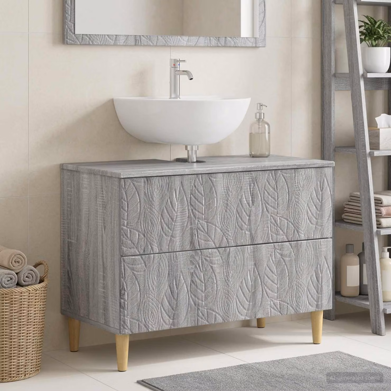 Armadio per lavabo da bagno moderno vidaXL DELFT grigio L: 82 cm, P: 41 cm, H: 59 cm