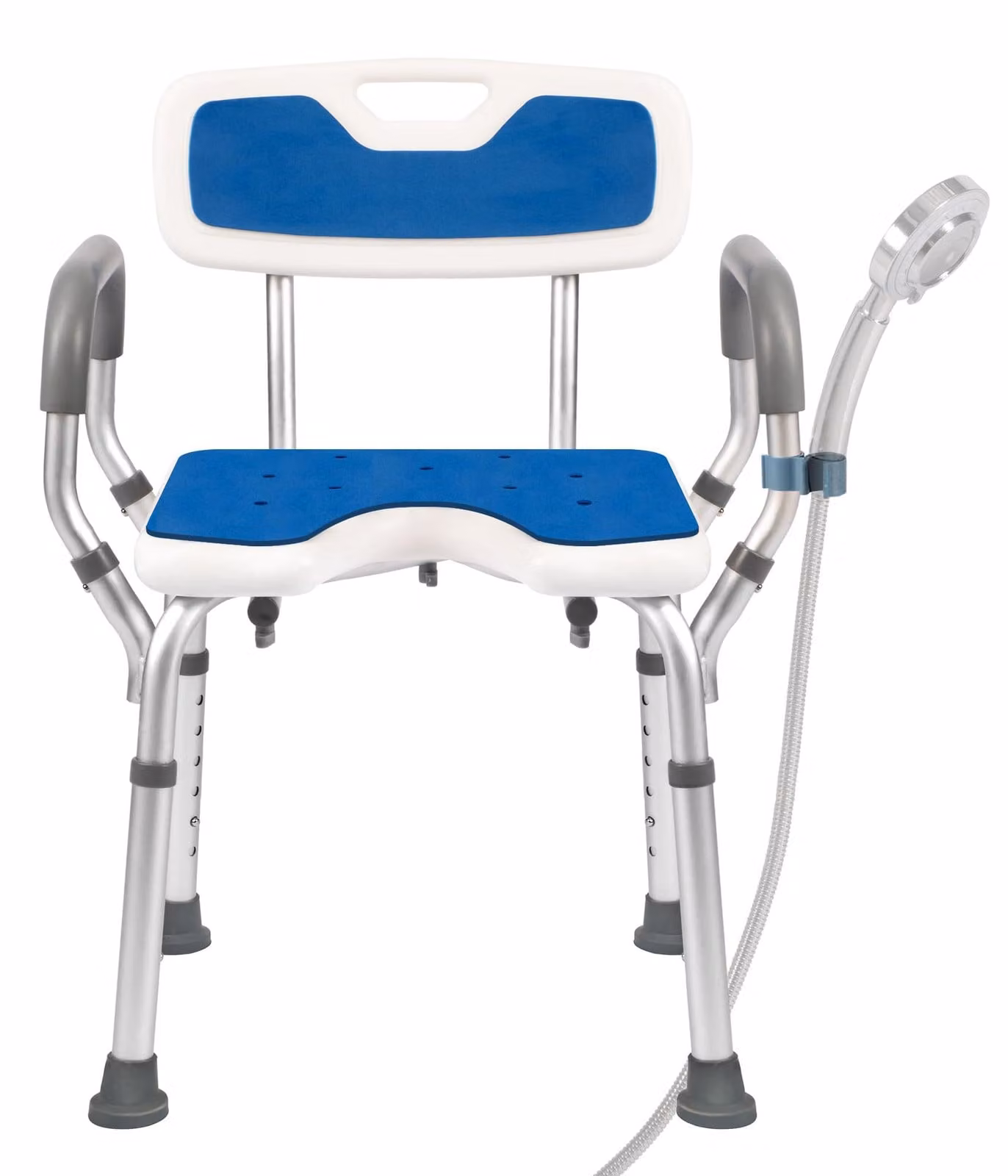 Sedia da doccia per anziani, regolabile, con braccioli e schienale, capacità di carico fino a 150 kg, ideale per il bagno