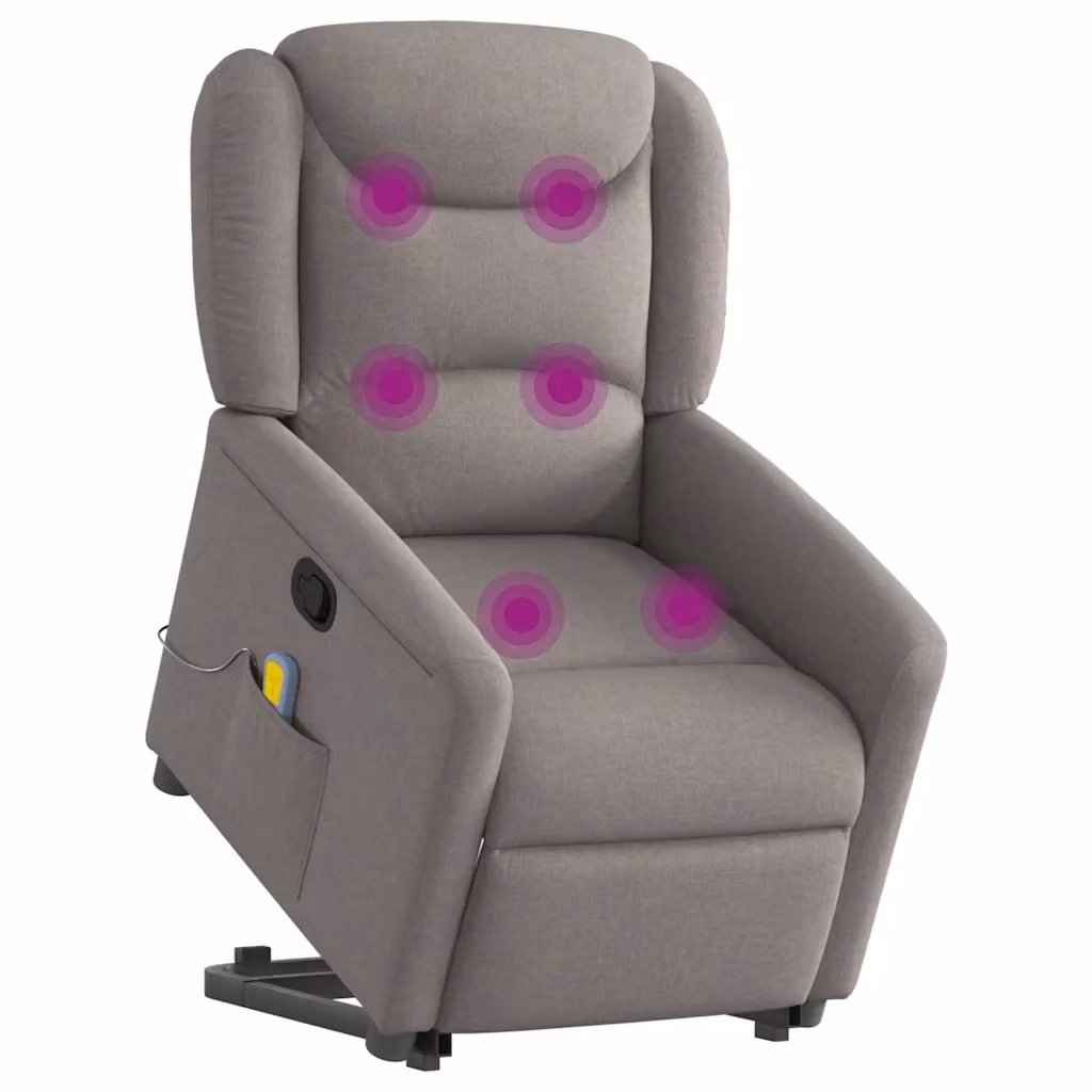 Poltrona Alzapersona Reclinabile con Assistenza Elettrica vidaXL in Tessuto Beige e Grigio per Senior – 2