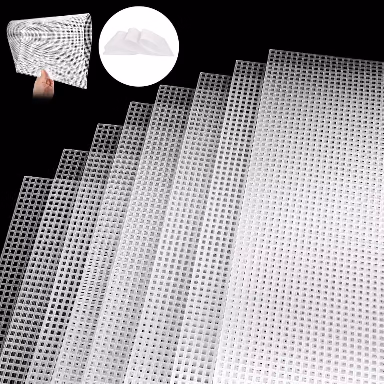 Set di griglie in plastica, formato 15, dimensioni 50 x 33 cm, confezione da 6 pezzi, colore bianco, tagliabili per ricamo