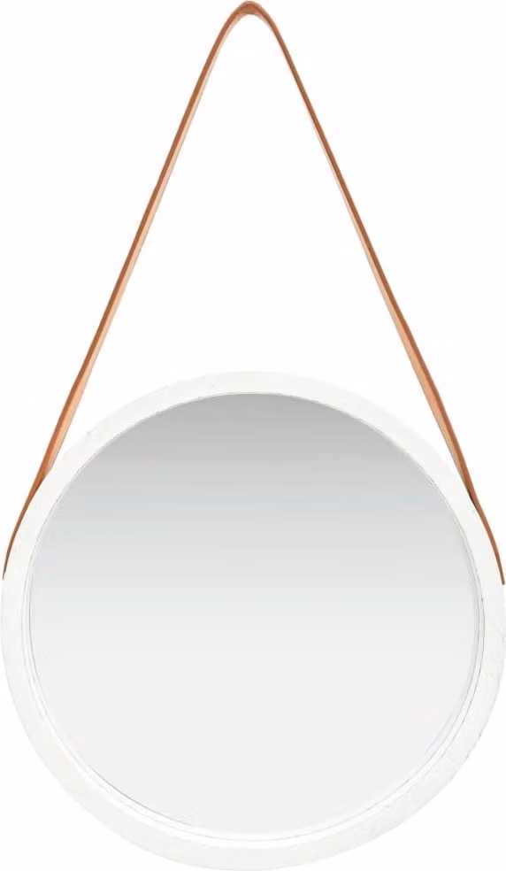 Specchio da Parete con Cinghia 40 cm Bianco