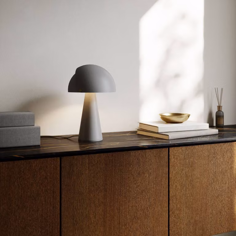 DFTP by Nordlux Lampada da tavolo di design Align, Alluminio / Grigio / Zincato, Soggiorno / Sala da pranzo, Metallo, Scandinavo, Lampada da tavolo