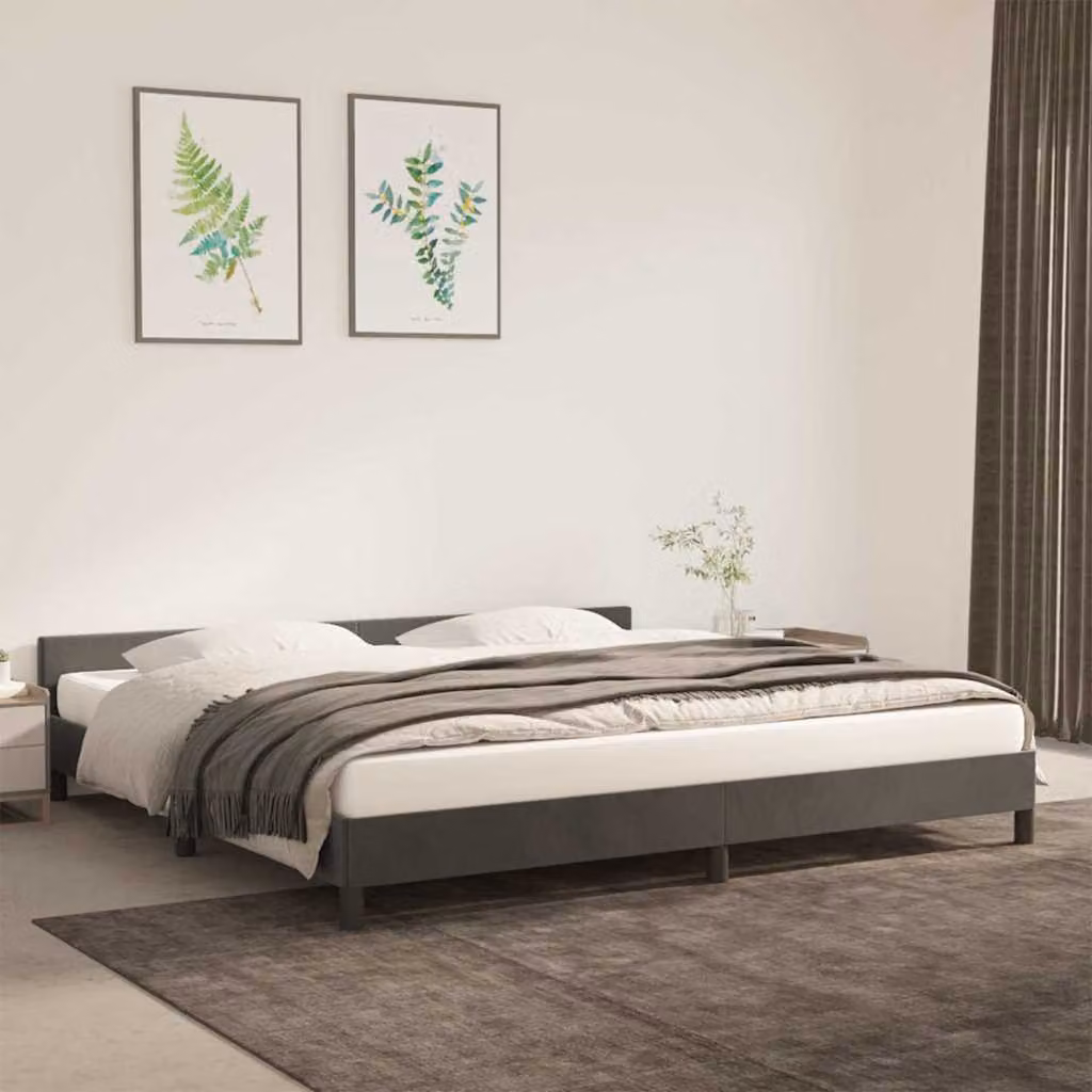 vidaXL Giroletto imbottito in velluto grigio senza materasso L/P: 200 x 200 cm