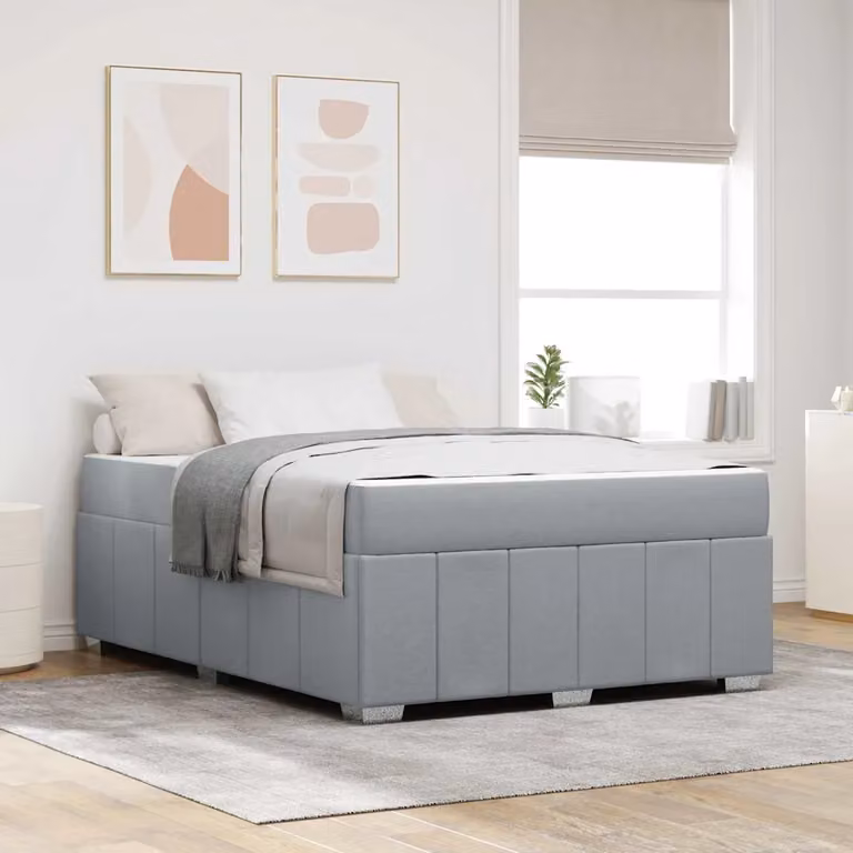 Struttura del letto vidaXL in tessuto grigio con doghe in legno L/P: 140 x 200 cm